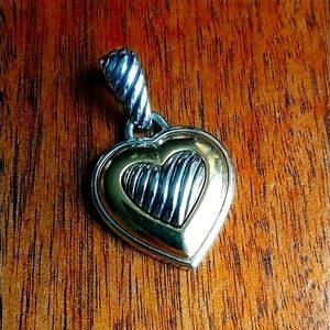 Gold and Silver Textured Pendant. 2" tall 1" wide, For all Chain sizes